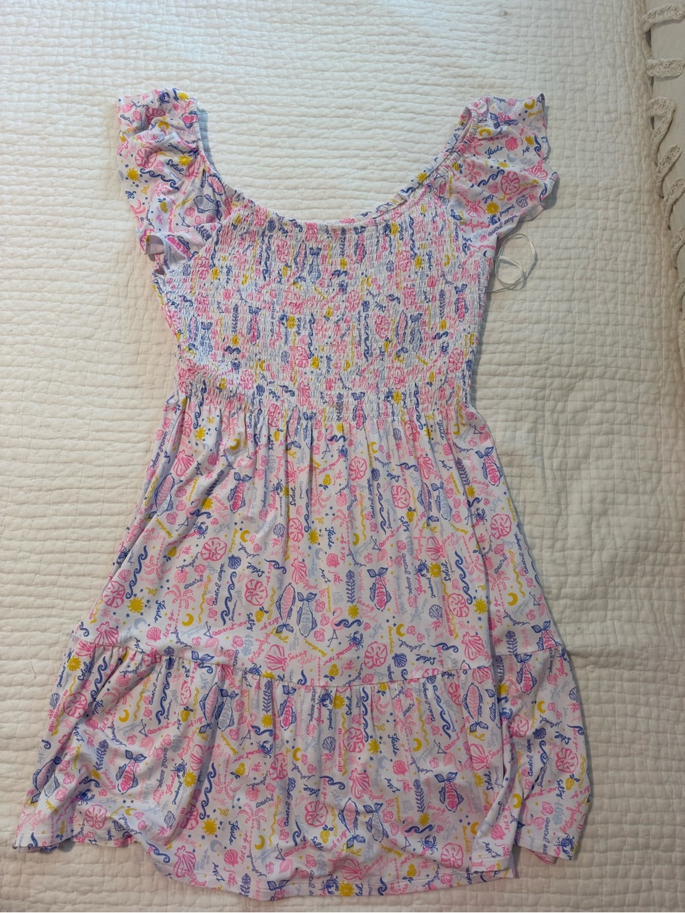 Lilly Pulitzer Jilly Smocked Summer Dress with Sea Print NWT